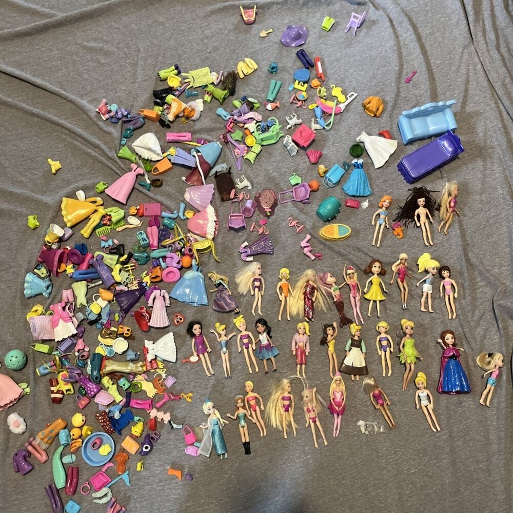 Polly Pocket Doll Lot Misc Accessories Figures Pieces Clothes 250+ Princess